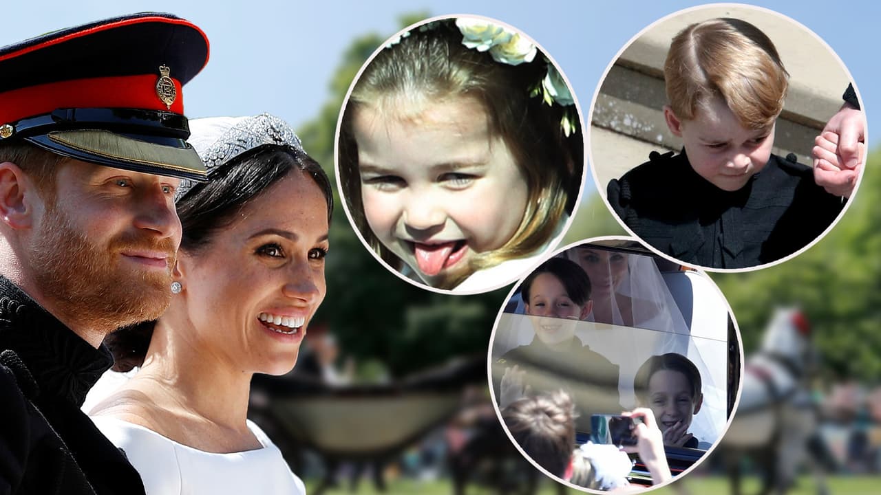 Muecas, saltos y saludos: la princesa Charlotte encabezó a los pajecitos que enternecieron en la boda real