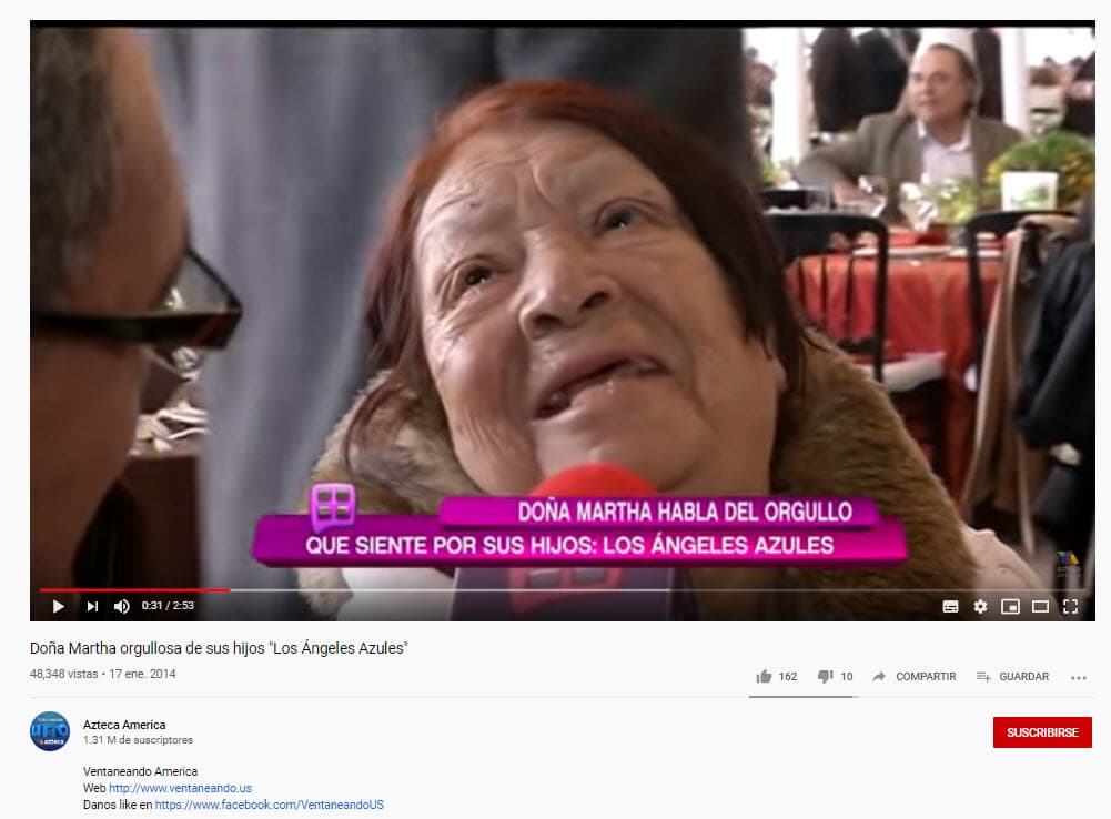 "Con mucha tristeza les informamos que el pasado 30 de marzo falleció la Sra. Martha Avante Barrón. La Sra. Martha fue madre de 8 hijos y fundadora de Los Ángeles Azules. Su incansable esfuerzo por buscar la trascendencia de su familia será siempre reconocido", se lee en el texto.