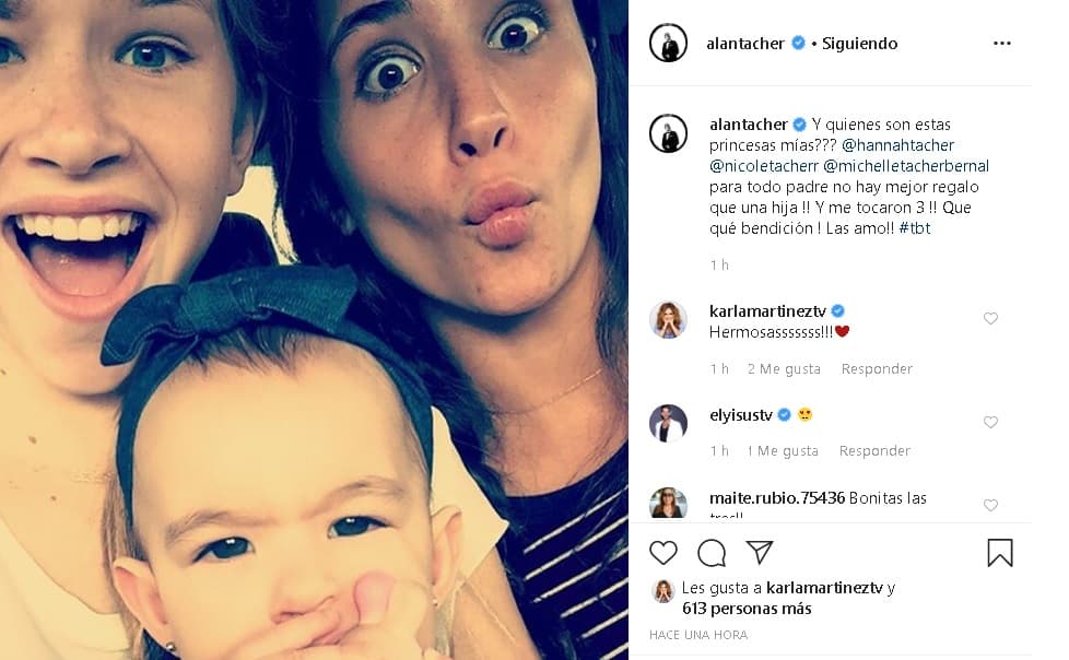 Junto a la imagen escribió un bello mensaje en el que agradece por los tres regalos que le dio la vida. El texto al pie de la foto que publicó en Instagram enterneció a sus seguidores, así como a Karla Martínez y al chef Yisus.