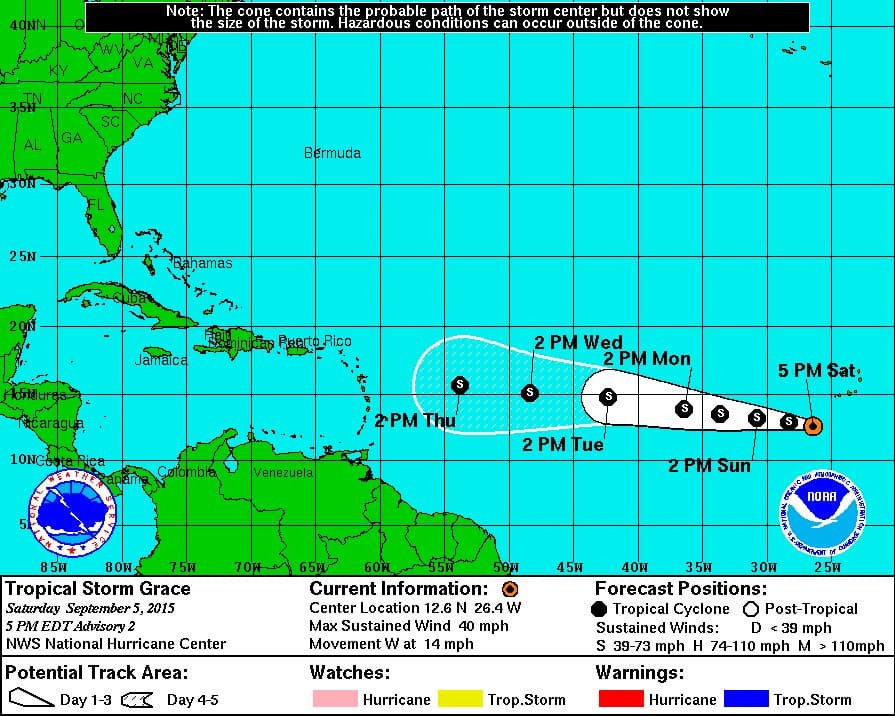 Se forma Grace, la séptima tormenta tropical en el Atlántico