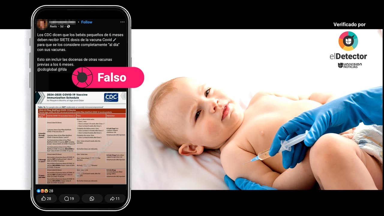 Es falso que los CDC dicen que los bebés deben recibir 7 dosis de la vacuna contra el covid-19, como dicen en redes 
