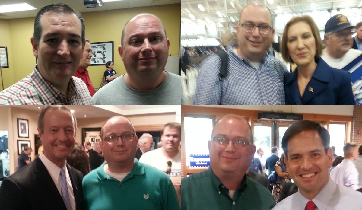 Selfies de Tim Payne con varios candidatos presidenciales