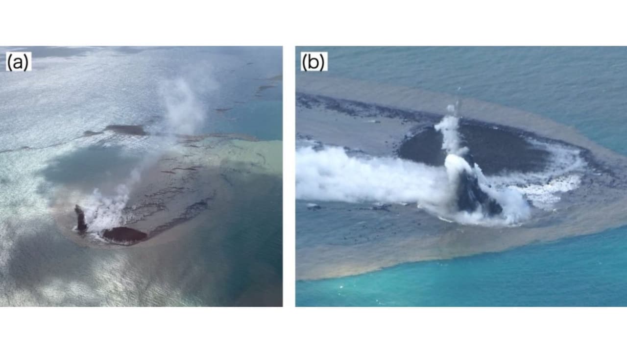 Vista aérea de la isla recién formada