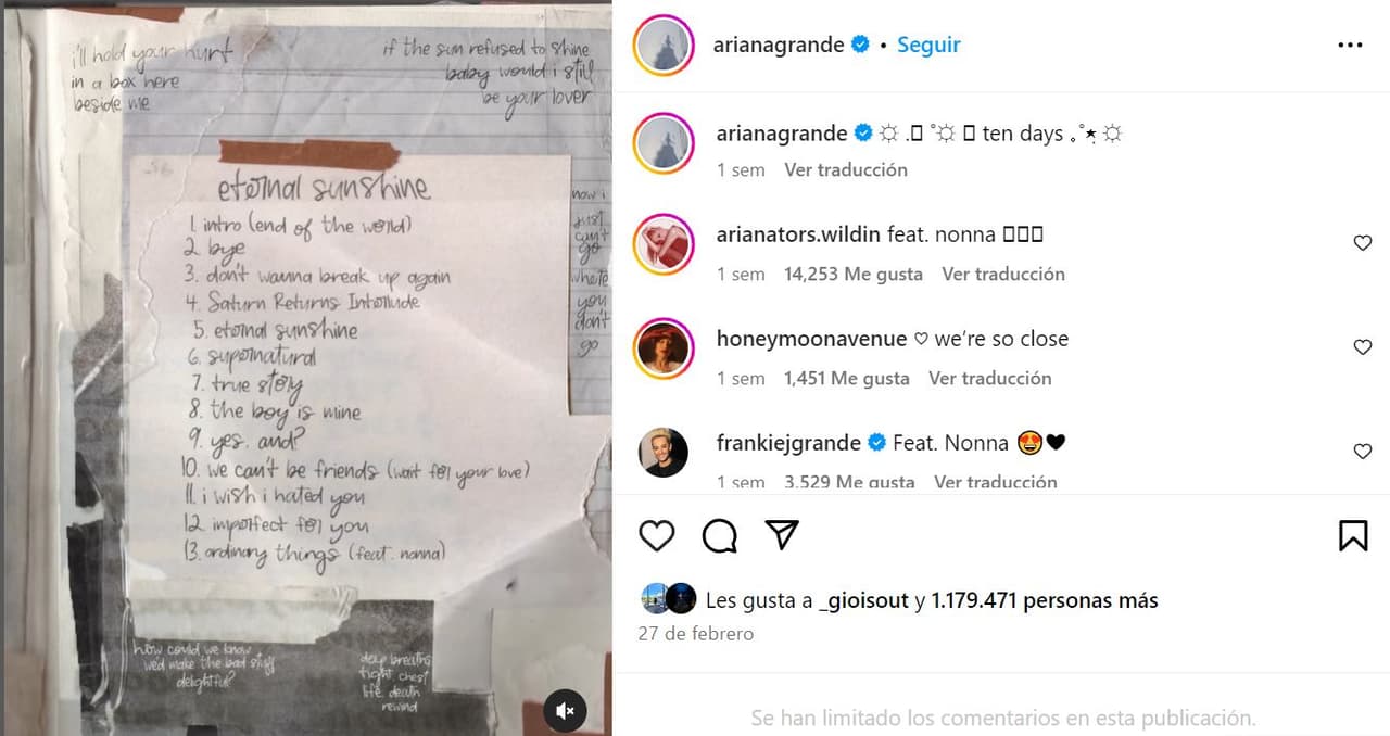 Nuevo tracklist de Ariana Grande