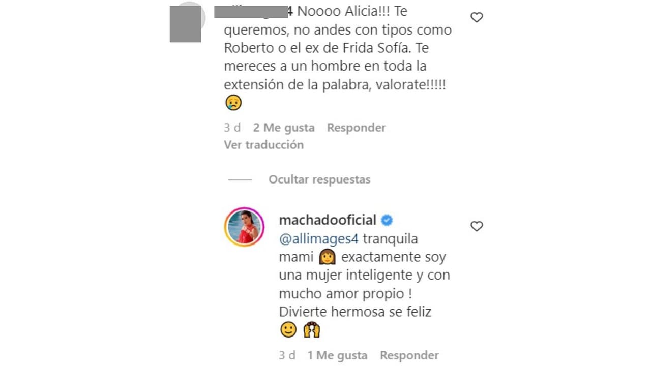 Alicia Machado responde a quienes le piden alejarse de Christian Estrada.