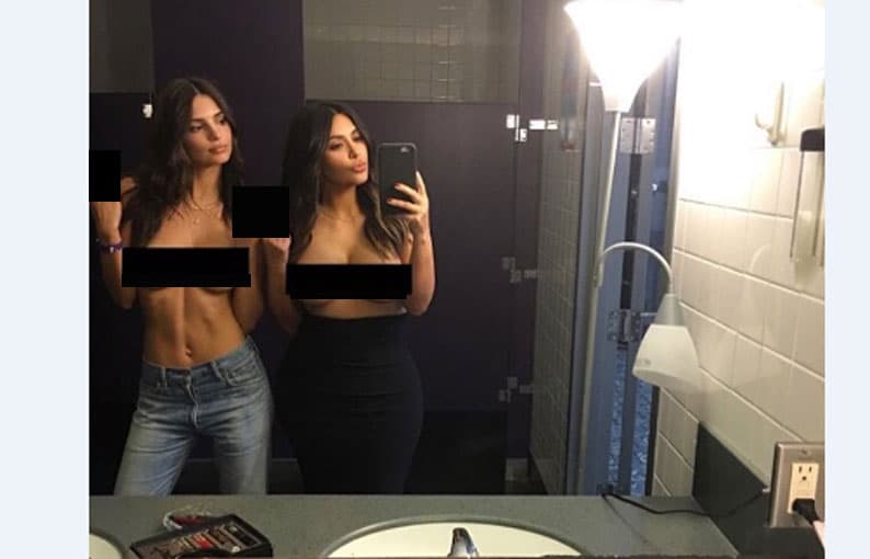 WHAT?! Kim Kardashian y Emily Ratajkowski han roto el internet con esta foto en la que posan sin blusa o sostén. El par de belleza compartió esta polémica imagen para mostrar su postura sobre los desnudos. La modelo escribió en el post: "Somos más que sólo nuestros cuerpos, pero eso no significa que nos avergoncemos de nuestra sexualidad".