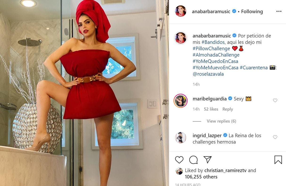 La cantante lo hizo la noche del sábado 18 de abril con 
<b><a href="https://www.instagram.com/p/B_JEsInDcRK/" target="_blank">esta foto</a></b> desde la bañera de su casa en la que lució con un potente rojo a juego tanto en la almohada como en la toalla con la que envolvió su larga cabellera. 
<br>