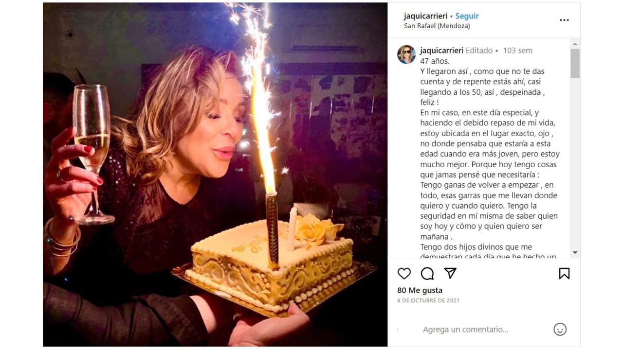 Jaquelin Carrieri celebró en grande su cumpleaños 47.