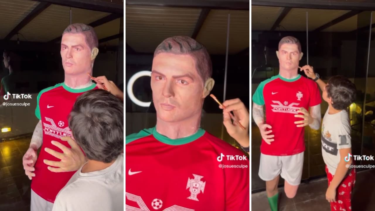 Josué Benjamín Figueroa, niño venezolano de 13 años hizo una escultura a tamaño real de Cristiano Ronaldo