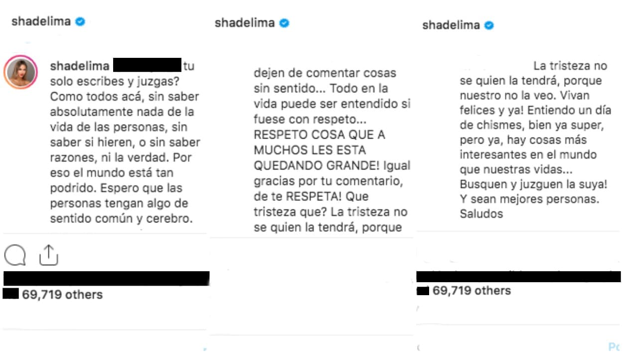 "¿Tú solo escribes y juzgas? Como todos acá, sin saber absolutamente nada de la vida de las personas, sin saber si hieren, o sin saber razones, ni la verdad", respondió De Lima.
