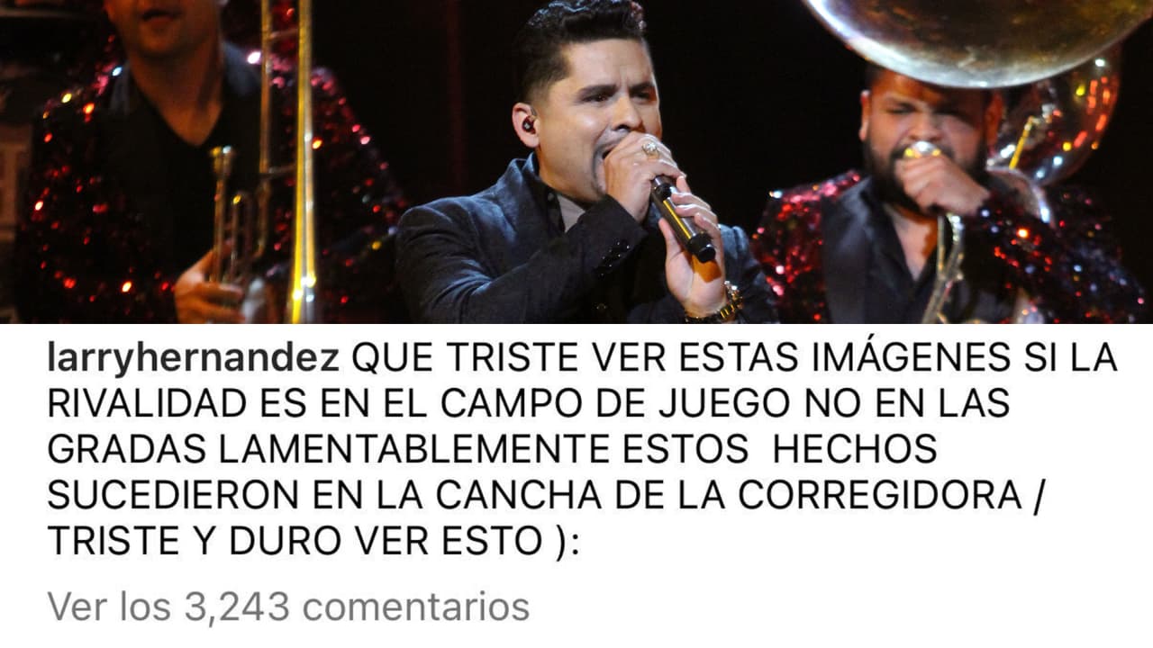Larry Hernández fue otro de los famosos que lamentaron los hechos, los cuales describió como
<b> "tristes" y "duros".</b>