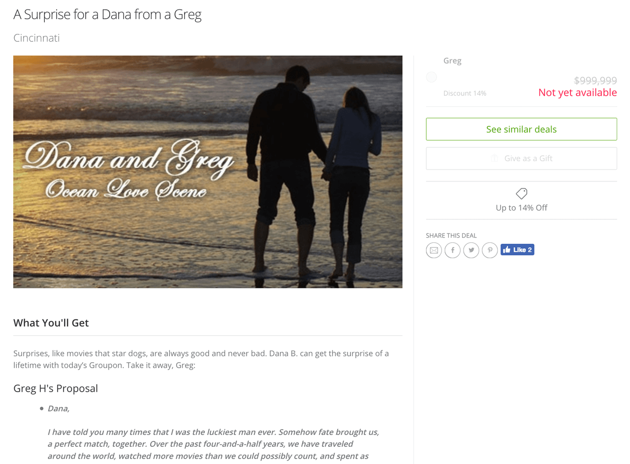 Si sientes que tu corazón está en oferta, puedes regalarle un cupón a tu novia.