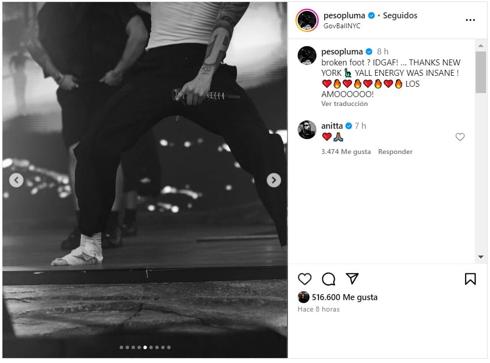 Anitta mostró su apoyo a Peso Pluma tras el incidente que sufrió.