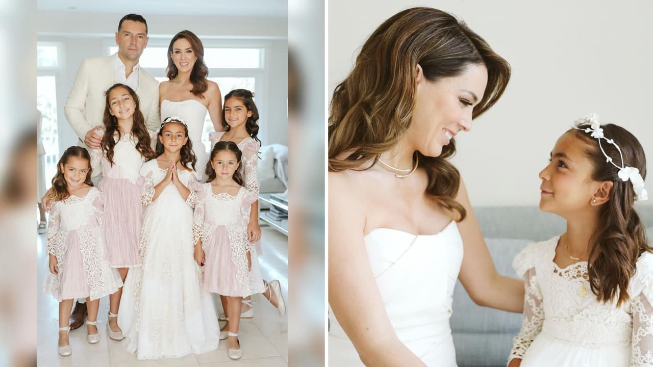 Jacky Bracamontes presume primera comunión de su hija.