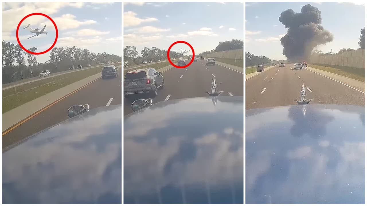 Video capta el momento en que un avión privado se estrella en la autopista I-75 en Florida