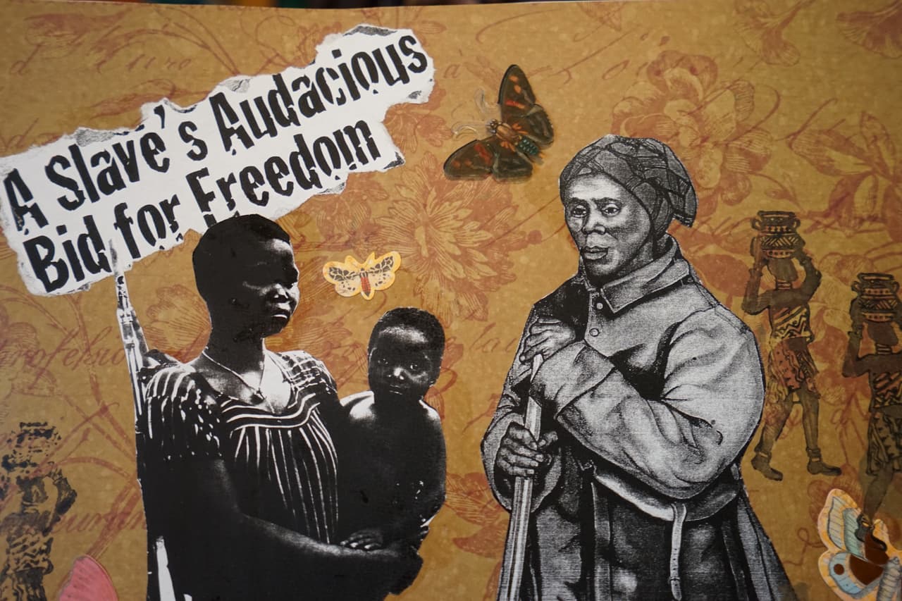 Imágenes de los esclavos acompañados por la líder abolicionista que los condujo hacia la libertad.