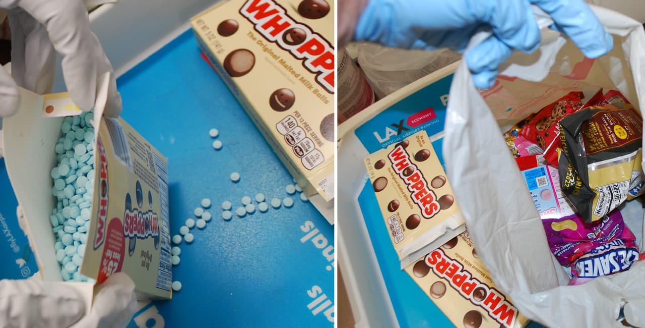 Encuentran 12,000 pastillas de fentanilo en cajas de dulces en el aeropuerto de Los Ángeles