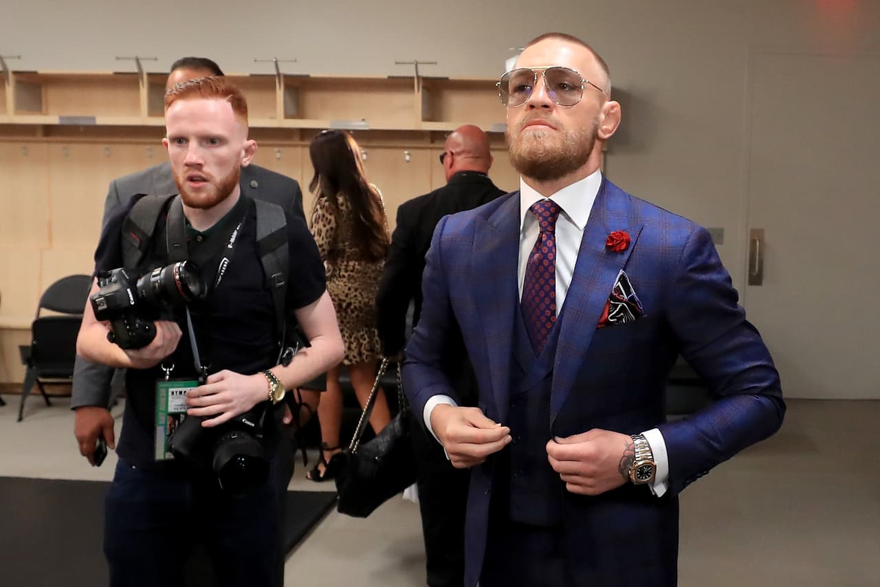 LAS VEGAS, NV - AUGUST 26: Conor McGregor arrives for his super welterweight boxing match against Floyd Mayweather Jr. on August 26, 2017 at T-Mobile Arena in Las Vegas, Nevada. (Photo by Sean M. Haffey/Getty Images)
