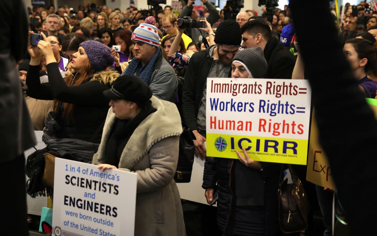 Marcha por los derechos de los trabajadores inmigrantes en Chicago, Illinois, en el Día Nacional de Acción.