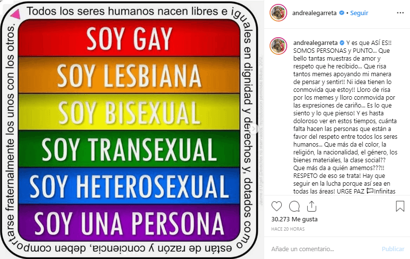 Tras la discusión, Andrea utilizó Instagram para explicar más a detalle su postura y agradecer las muestras de apoyo que ha recibido por parte de los usuarios.