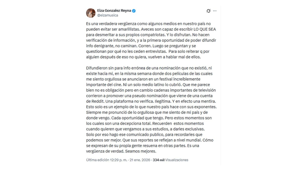 Eiza González reaccionó molesta a su supuesta nominación como 'Peor Actriz'.