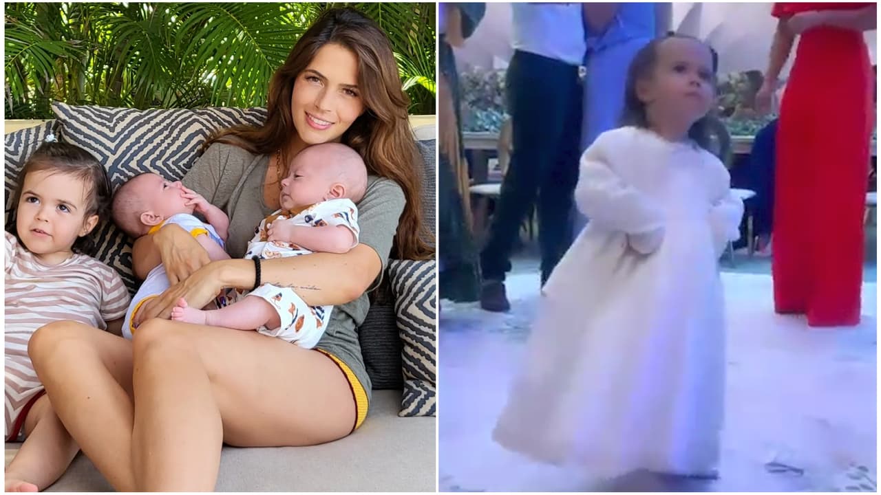 La hija de Claudia Álvarez se robó el show con su 'flow' en el bautizo de los mellizos Clío y Billy