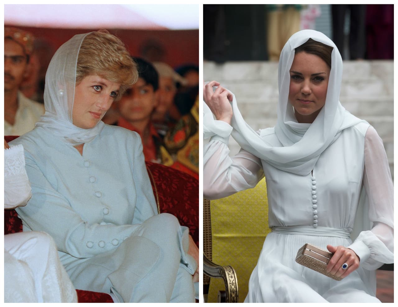 Con la misma astucia diplomática que ostentaba la Princesa de Gales, la Duquesa de Cambridge ha sabido jugar con sus atuendos para celebrar y honrar las culturas que visita. Cubrir su cabeza con un velo durante su viaje a Malasia fue un gesto que también le vimos a Lady Di en su momento cuando visitó en 1996 a Pakistan. Un gesto que recordaba el profundo respeto que sentía Diana por el otro.