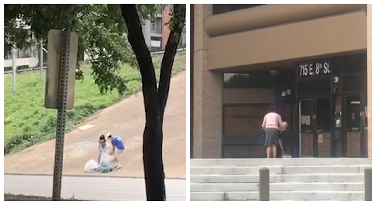 Manifestantes limpian el centro de Austin tras protestas el fin de semana 