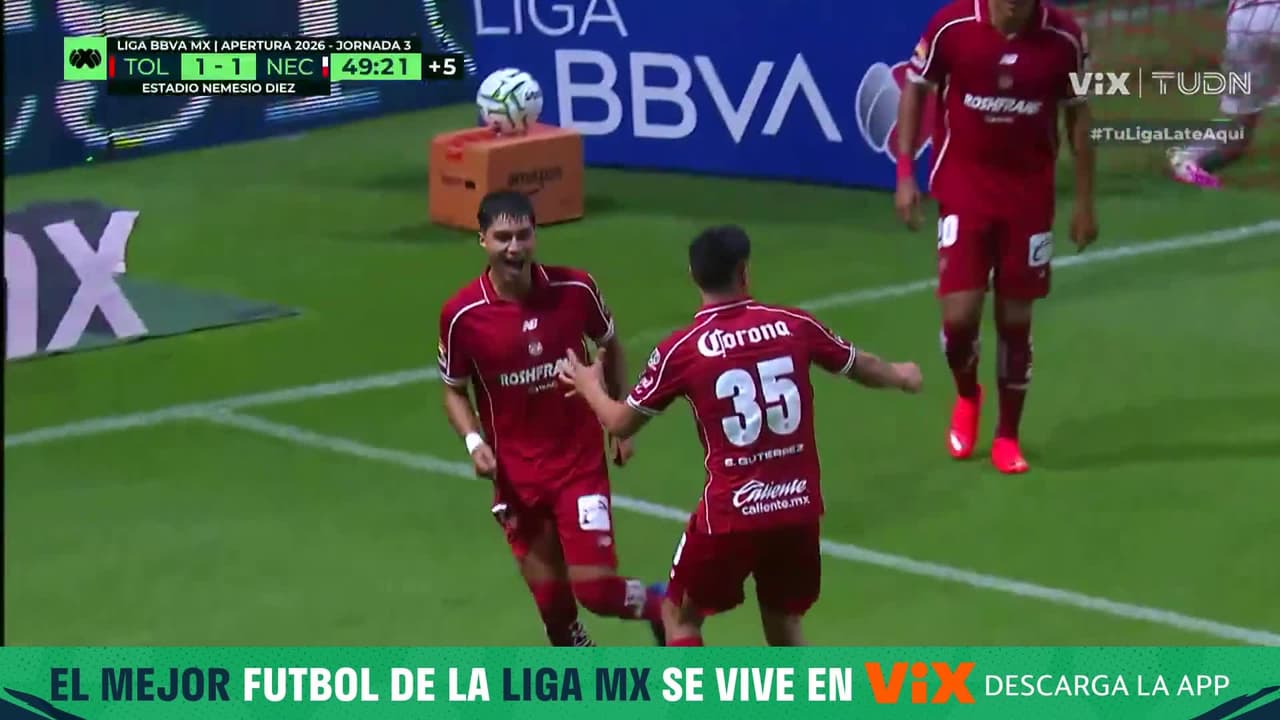 ¡Toluca recupera su ventaja! Everardo López anota el 2-1