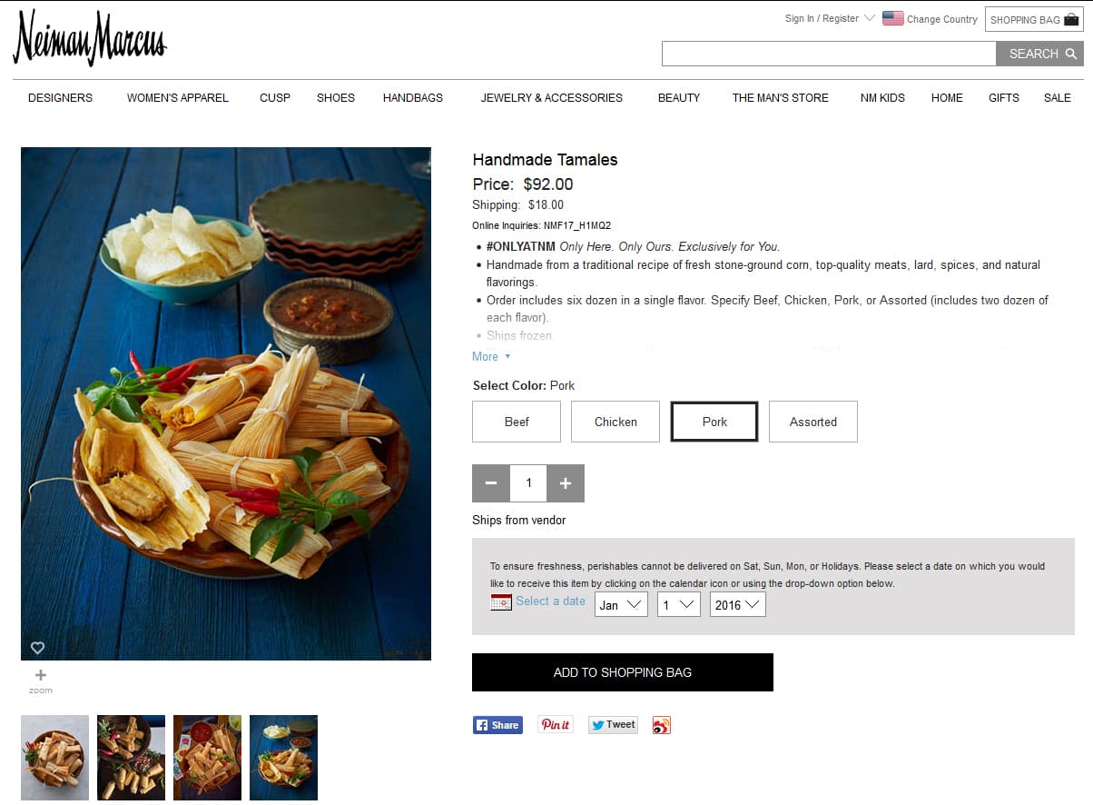 La lujosa tienda Neiman Marcus ahora vende tamales