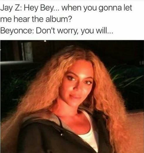 Y este es el rostro de Beyoncé previo al lanzamiento del polémico disco que muchos ya están escuchando.