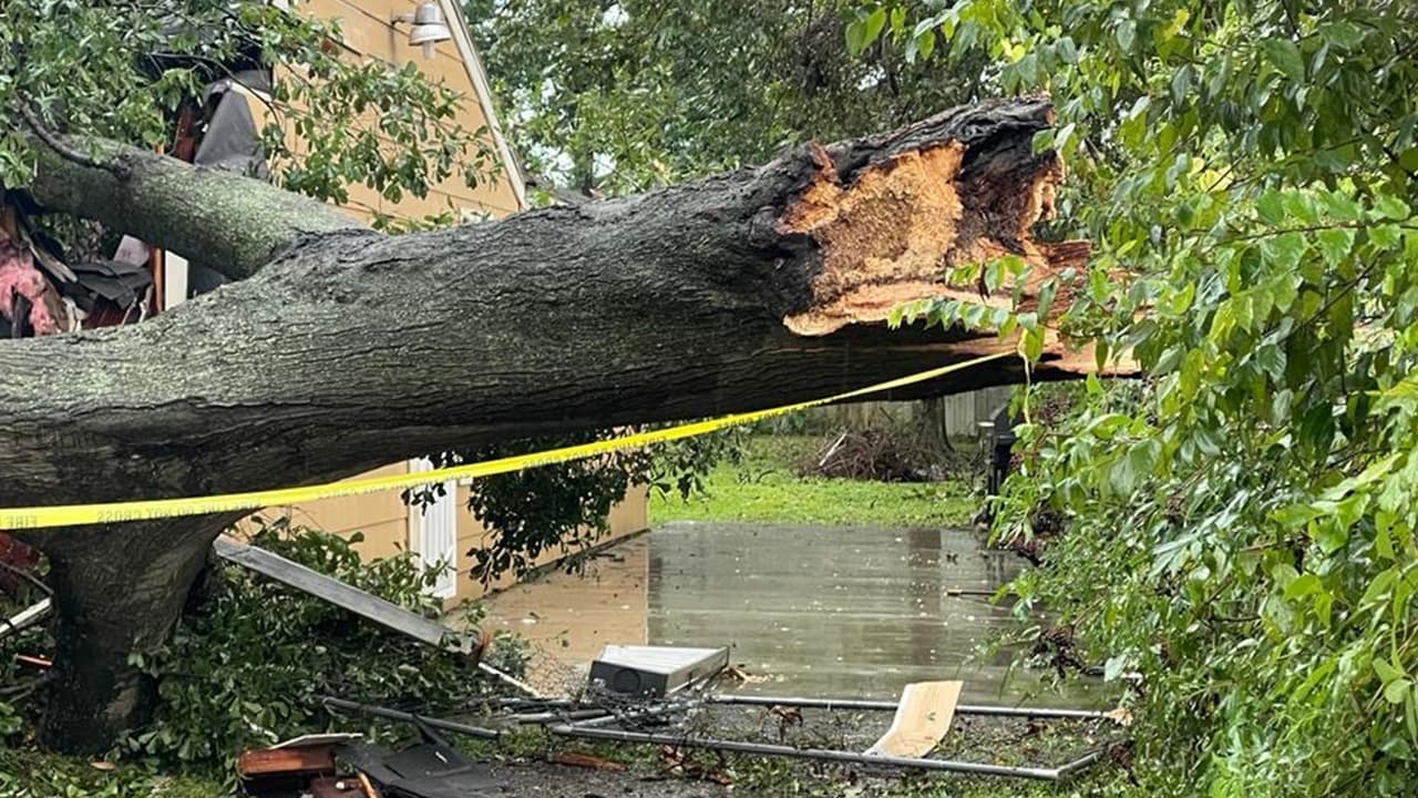 Bomberos ayudaron a evacuar a los residentes y sus mascotas de la casa dañada por el posible tornado en la cuadra 
<a href="https://www.google.com/maps/place/100+Airway+Dr,+Houston,+TX+77037/@29.8907898,-95.3975299,17z/data=!3m1!4b1!4m5!3m4!1s0x8640b7df6f350021:0x6a91f90b5cb0017b!8m2!3d29.8907898!4d-95.3953358?hl=en" target="_blank">100 de Airway Drive</a> al norte de Houston.