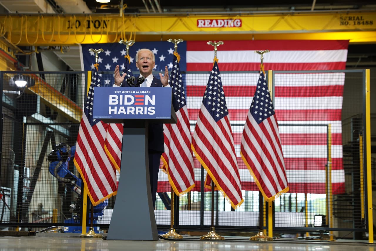 El candidato presidencial demócrata Joe Biden pronuncia un discurso el 31 de agosto del 2020 en Pittsburgh, Pennsylvania.