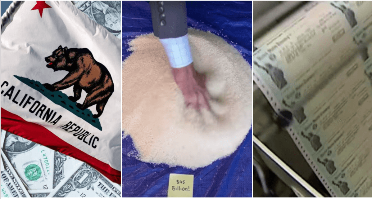 Senador estatal republicano, Brian Jones demuestra que tan grande es el excedente de presupuesto de California con una pila de arroz. El político asegura que de ser distribuido el dinero cada californiano elegibles recibirá $1,125 dólares y pide al gobernador y a los líderes de California aprobar un nuevo estímulo dorado de California.