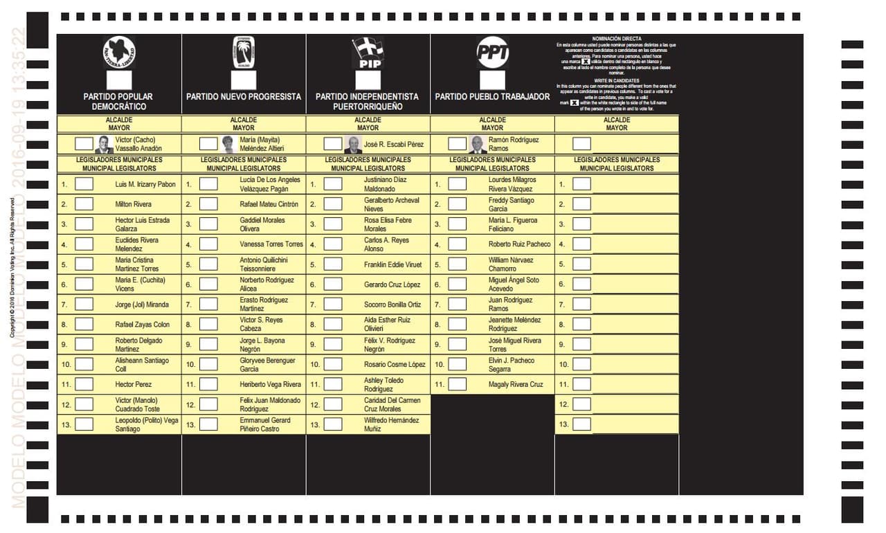 Así luciría la papeleta municipal de Ponce, la ciudad señorial.