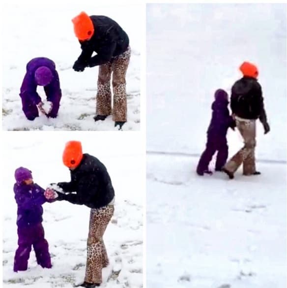 Hasta en la época del frío ella les da el calor de una madre llena de felicidad.