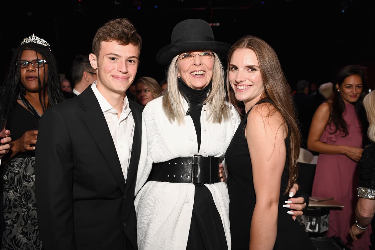 Diane Keaton y sus hijos Duke y Dexter.