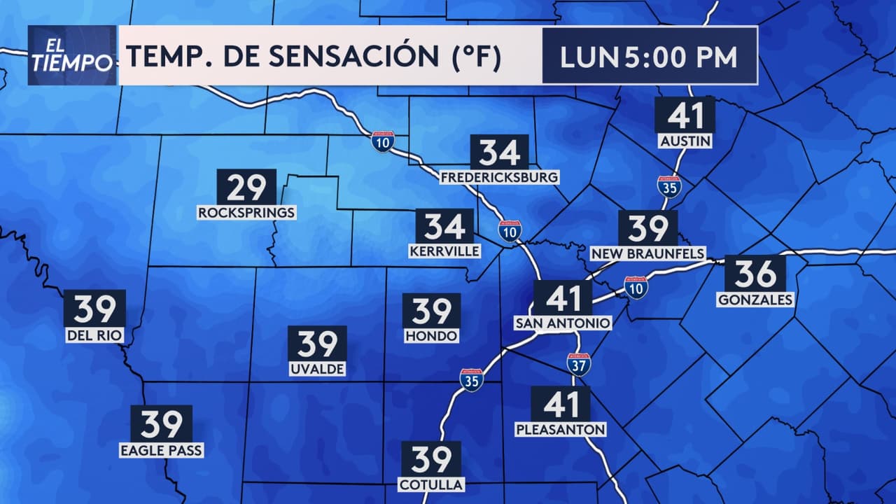 Después de un día extremadamente frío, a las 5 de la tarde, 
<b>la sensación térmica alcanzará los 41 grados en Austin</b>, mientras que en áreas cercanas como 
<b>New Braunfels y Gonzales</b>, estará un par de grados más baja.