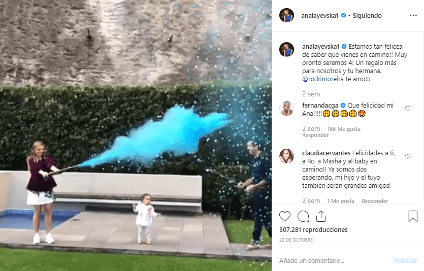 En una publicación de Instagram, la actriz de 37 años compartió, además, el 
<b><a href="https://www.univision.com/famosos/ana-layevska-anuncia-al-mundo-el-sexo-de-su-segundo-bebe-muy-pronto-seremos-4-video">sexo de su bebé</a></b>, que será un varón.