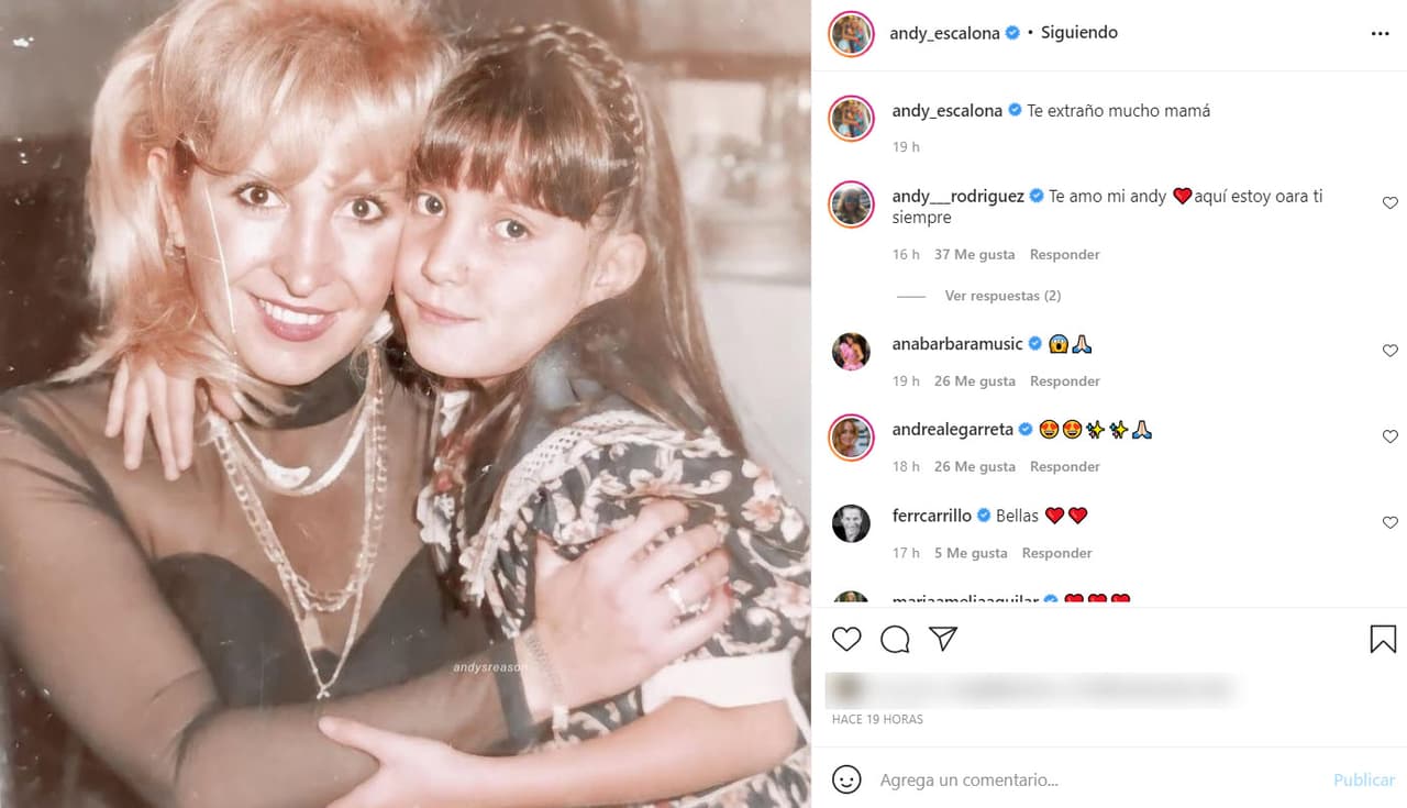 El 1 de noviembre de 2020
<b><a href="https://www.univision.com/famosos/muere-magda-rodriguez-productora-de-hoy">murió la productora Magda Rodríguez</a></b> a los 57 años de un shock hipovolémico, su hija Andrea Escalona compartió esta foto para recordarla con el siguiente mensaje: "Te extraño mucho mamá".