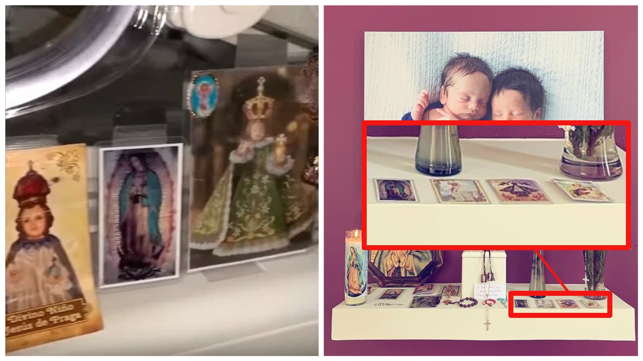 De igual manera, varias de las estampas religiosas que hoy aparecen en el altar, estuvieron pegadas a la cuna del bebé mientras estuvo hospitalizado. Se aprecian imágenes al papa Juan Pablo II, el Divino Niño Jesús de Praga, la Virgen de Guadalupe, la Virgen de San Juan, entre otros.
<br>
