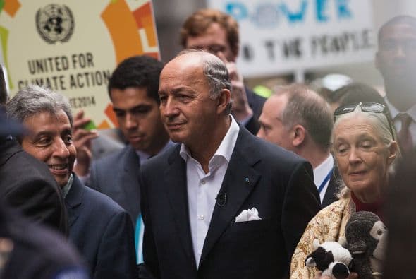 El exprimer ministro de Francia, Laurent Fabius, fue uno de los asistentes a la movilización en Nueva York.