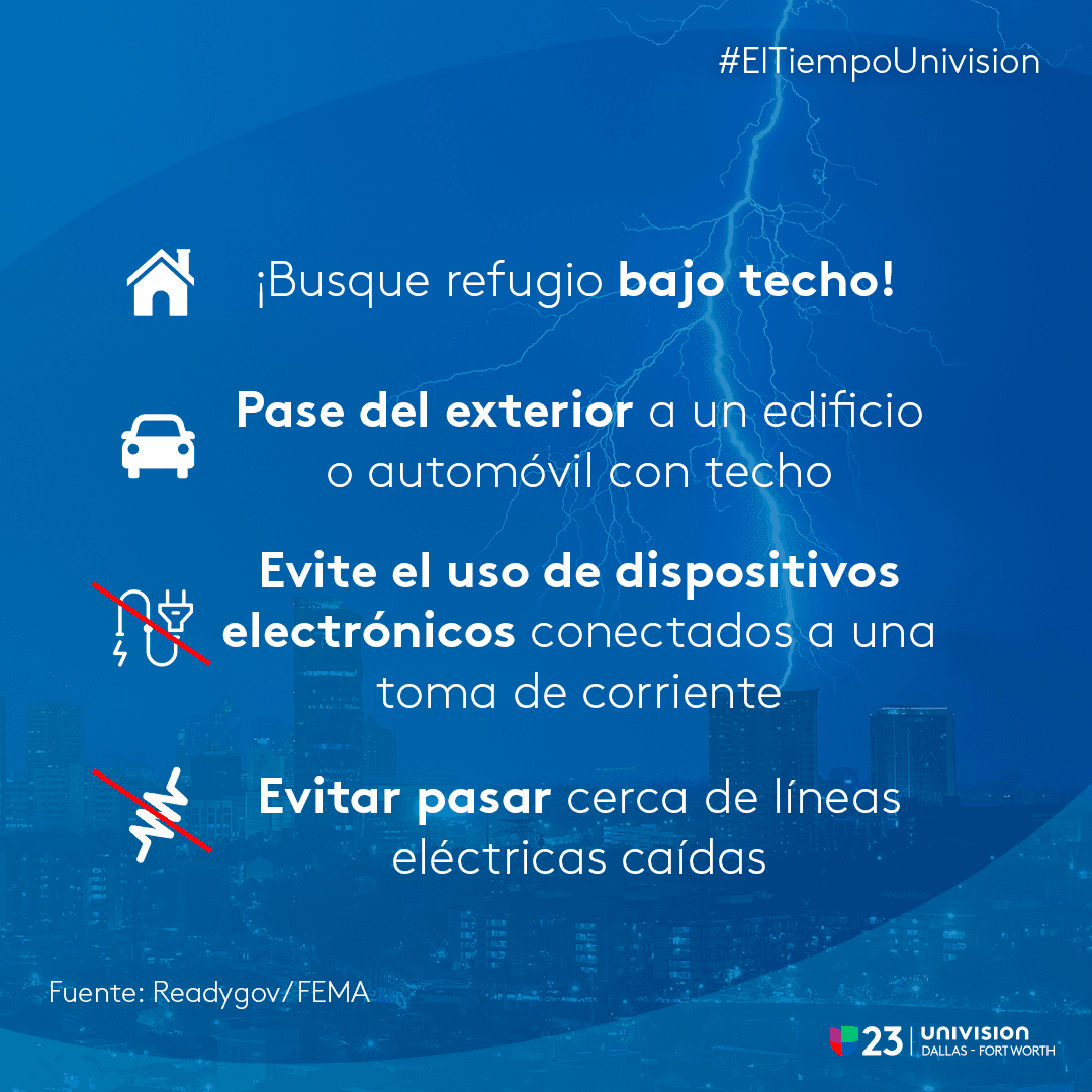 Esta tarde se esperan tormentas eléctricas en el norte de Texas y es importante que siga estas recomendaciones cuando escucha un trueno.