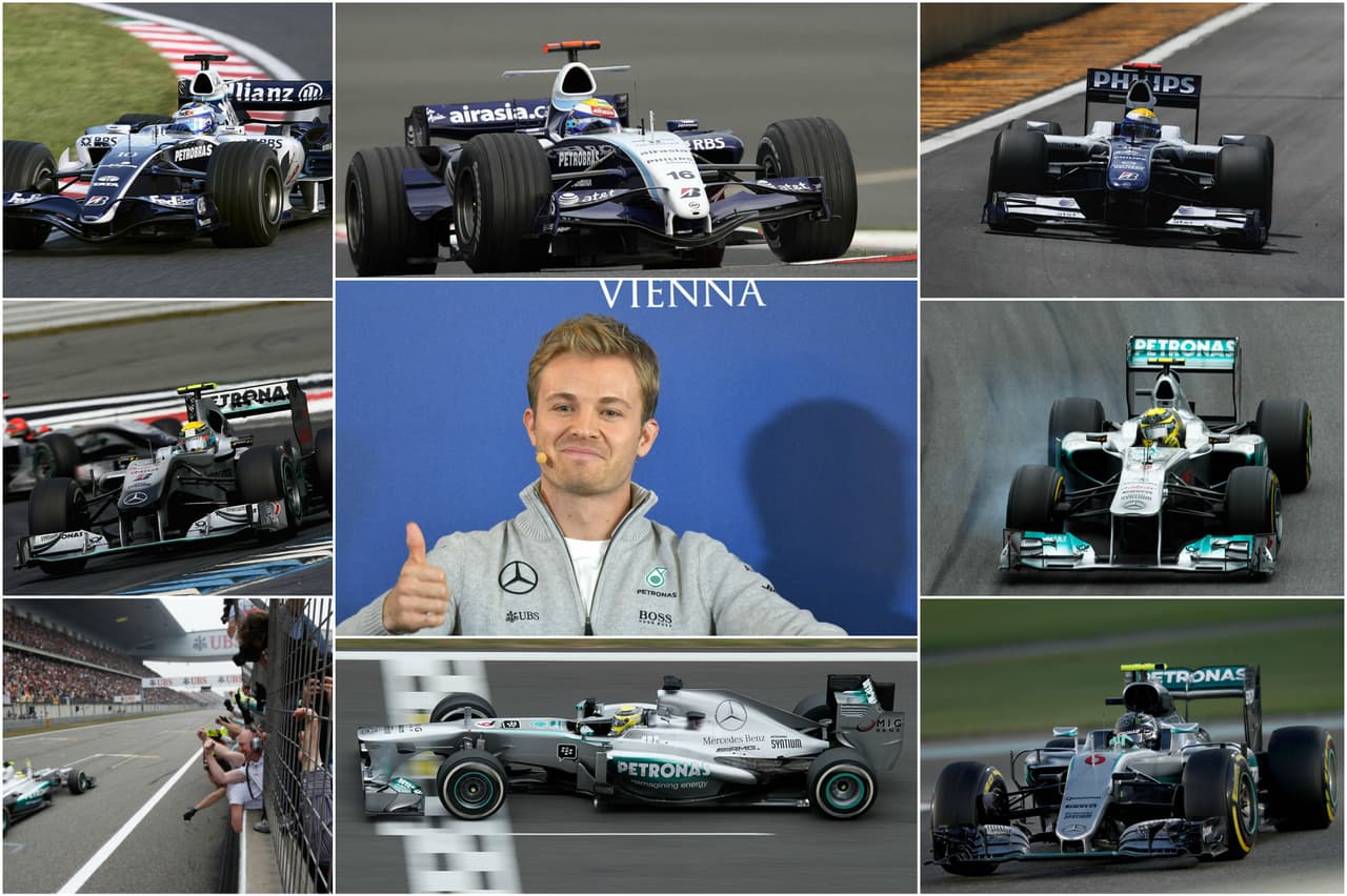 <b>Nico Rosberg</b> dejó al mundo sin palabras tras anunciar su 
<b>retiro de la Fórmula 1</b> pocos días después de haber conquistado el campeonato mundial en Abu Dhabi. 
<b>Aquí, un repaso por los autos que manejó en sus once temporadas en la categoría.</b>