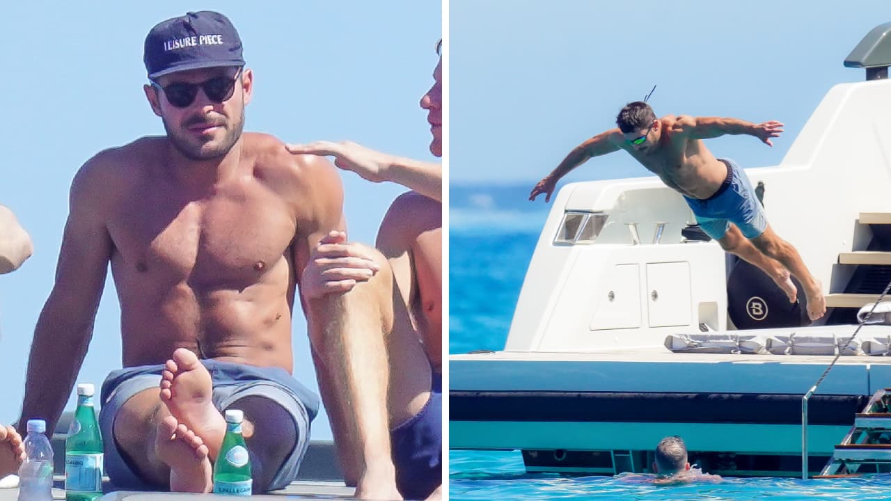 Zac Efron disfrutando del mar de St. Tropez en un lujoso yate.