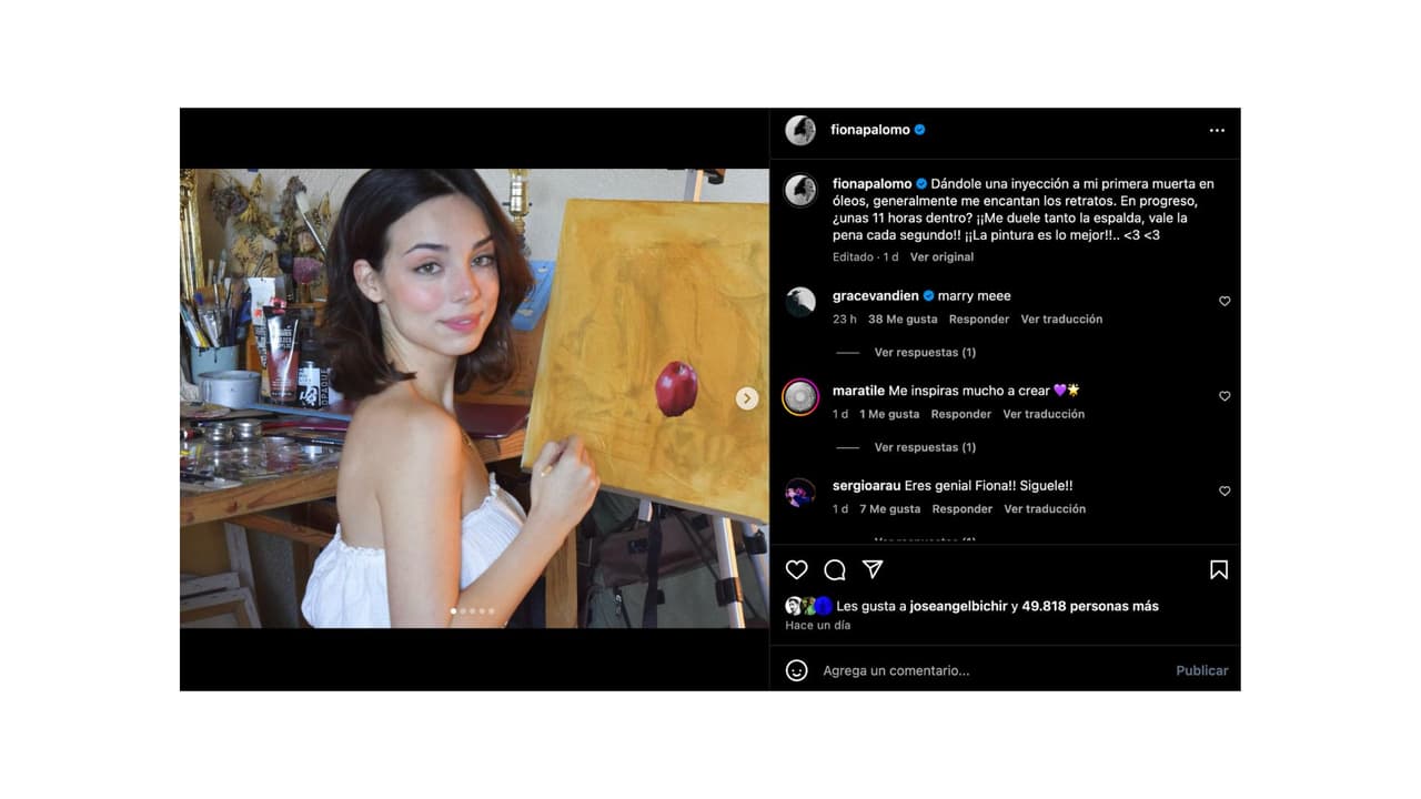 Fiona Palomo pinta impresionantes obras de arte.