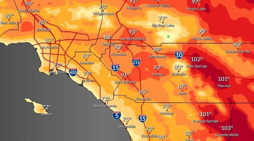 Altas temperaturas y vientos de Santa Ana aumentan la probabilidad de incendios en los próximos días