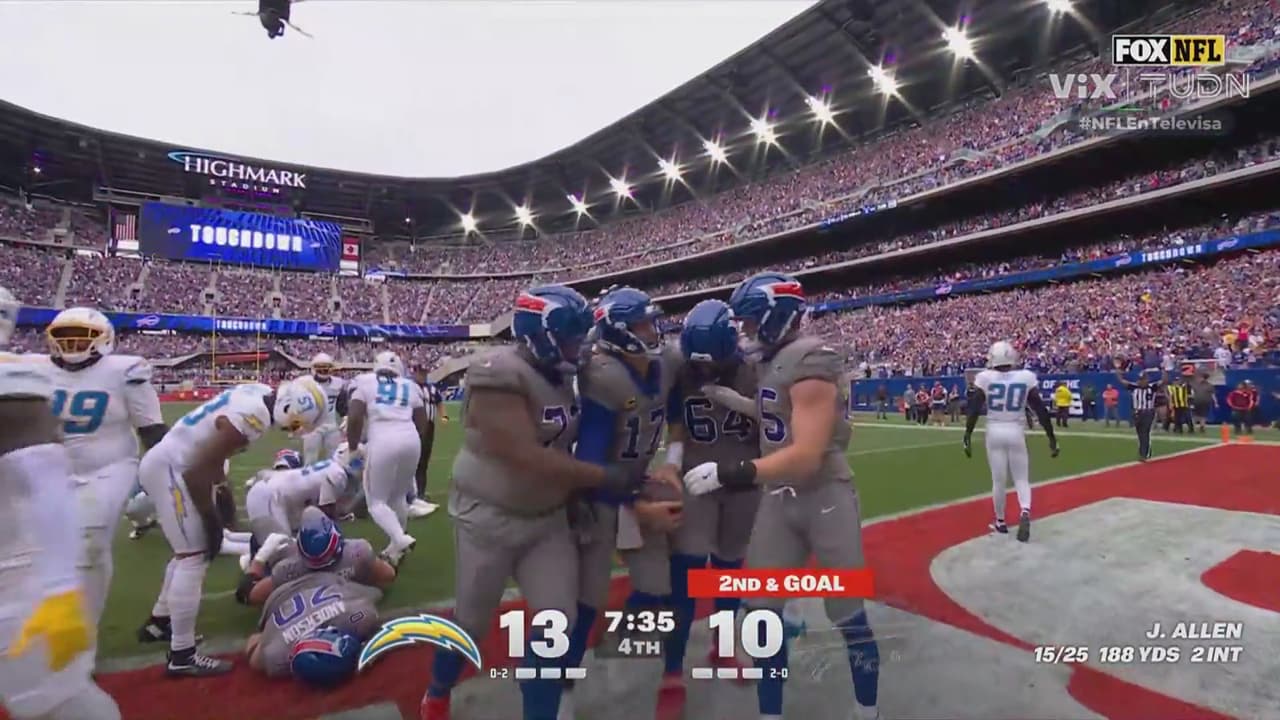 ¡Remontan Bills! Touchdown de Josh Allen ante Chargers