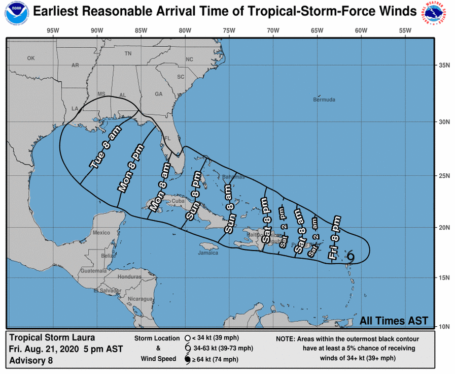 Tormenta tropical Laura se acerca a Puerto Rico y continúa con vientos de 45 millas por hora 