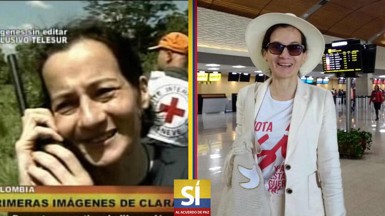El día de su liberación (2008) y camino a la firma de la paz en Cartagena (2016).